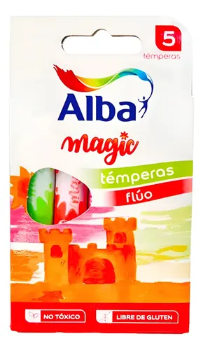 [13871] TEMPERA COLORES FLUO SURT. X5 UNID.