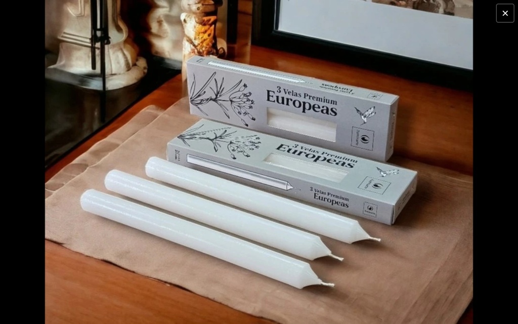 [14043] VELAS EUROPEAS X 3 U. NEUTRA 25 CM. 134V