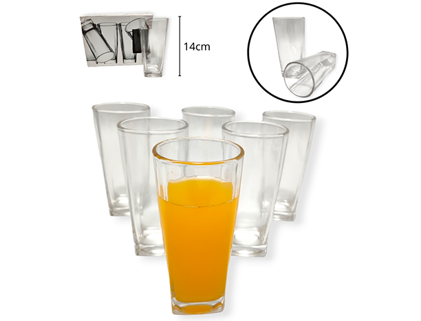 [14667] VASO VIDRIO 6,5 X 14CM. ESTUCHE X 6 UNID. (HW6619)