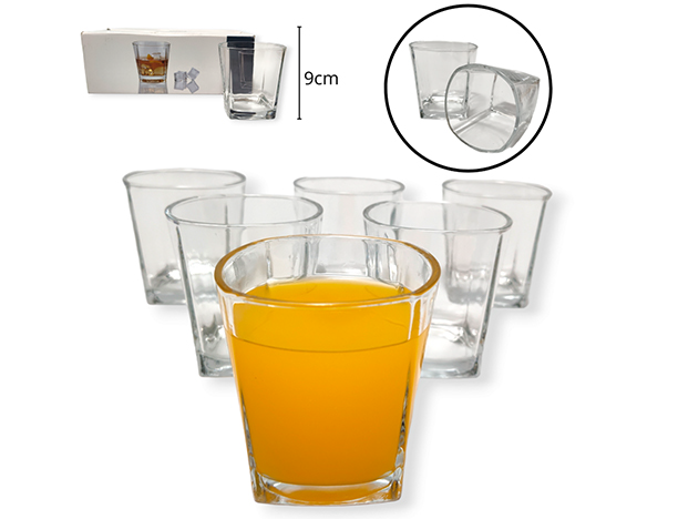 [14669] VASO VIDRIO 8X9 CM. ESTUCHE X 6 UNID. (HW06628)