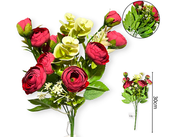 [14853] RAMO FLOR ARTIFICIAL RANUNCULO BORDO 30 CM (FL10209)