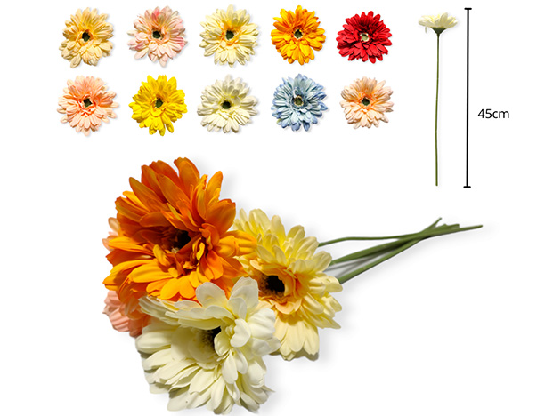 [14865] VARA FLOR X UNIDAD GERBERA 10 COLORES 45 CM (FL00340)