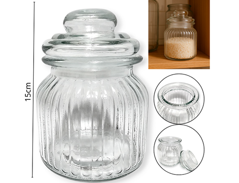 [14903] FRASCO DE VIDRIO RAYAS VERTICALES 500ML (HW52168)