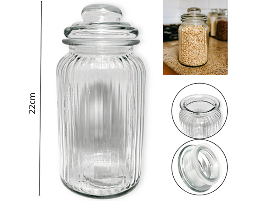 [14904] FRASCO DE VIDRIO RAYAS VERTICALES 1000ML (HW52166)