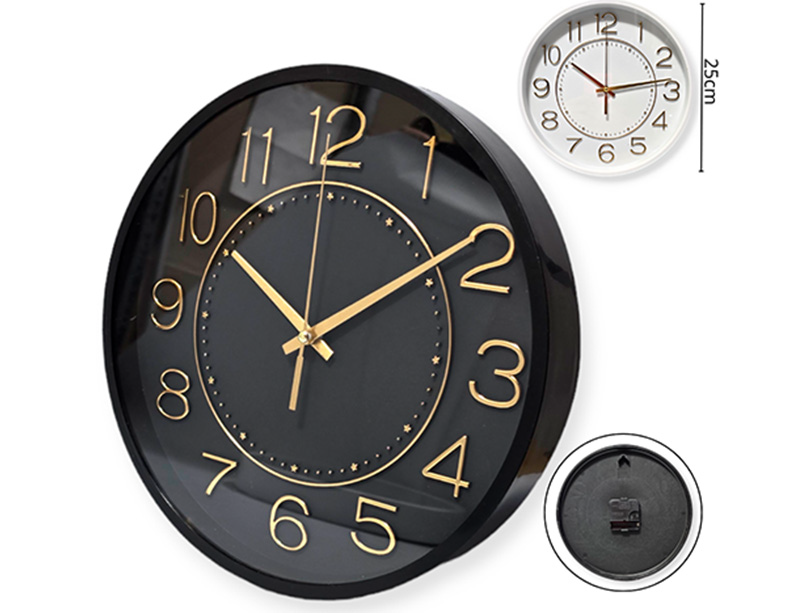 [14908] RELOJ DE PARED 25CM FONDO BLANCO Y NEGRO (WQ00285)
