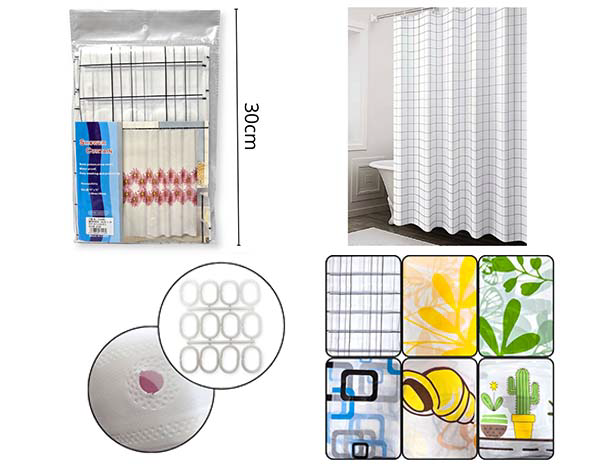 [14909] CORTINA DE BAÑO PLASTICO 180 X 180 CM (TL52002)