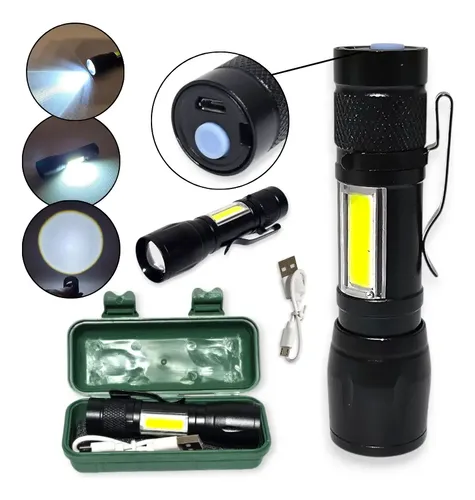 [15005] LINTERNA LED 2 EN 1 RECARGABLE USB CON ESTUCHE 10CM EP25039