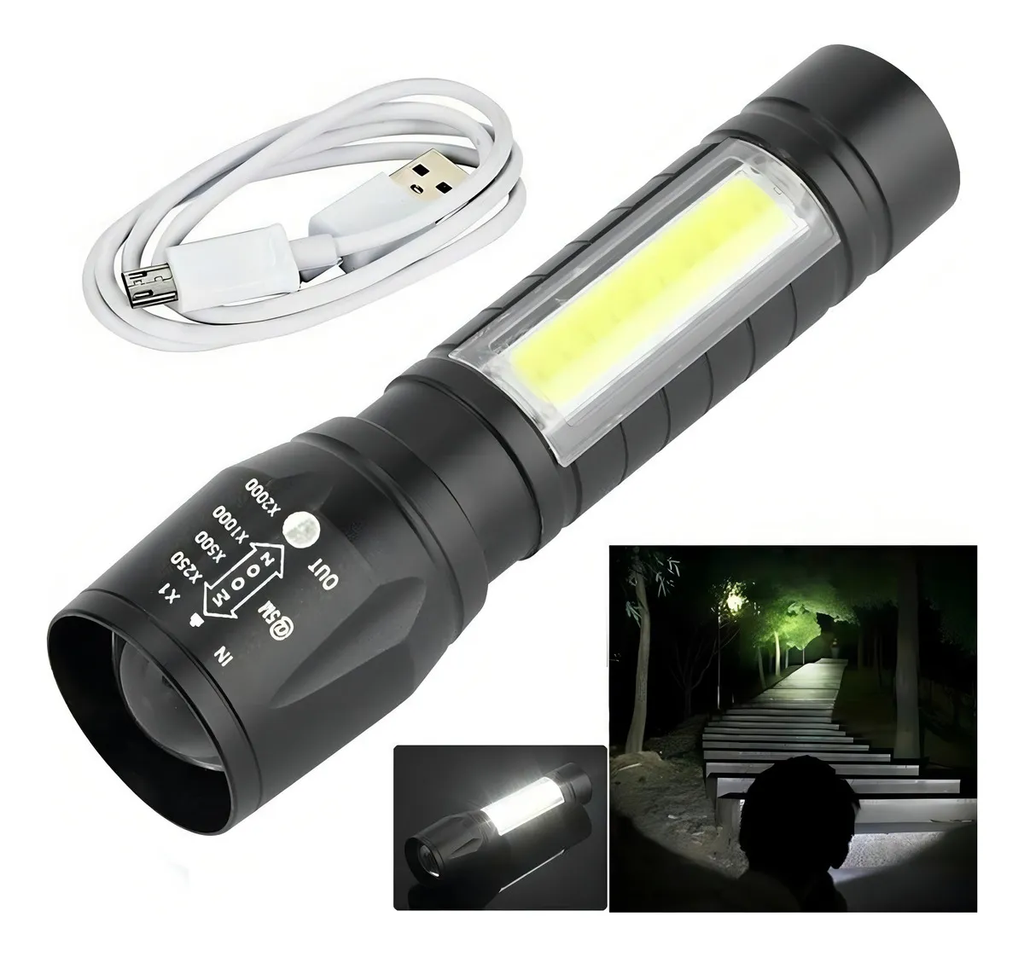 [15007] LINTERNA LED 2 EN 1 RECARGABLE USB CON ESTUCHE 9CM EP25040